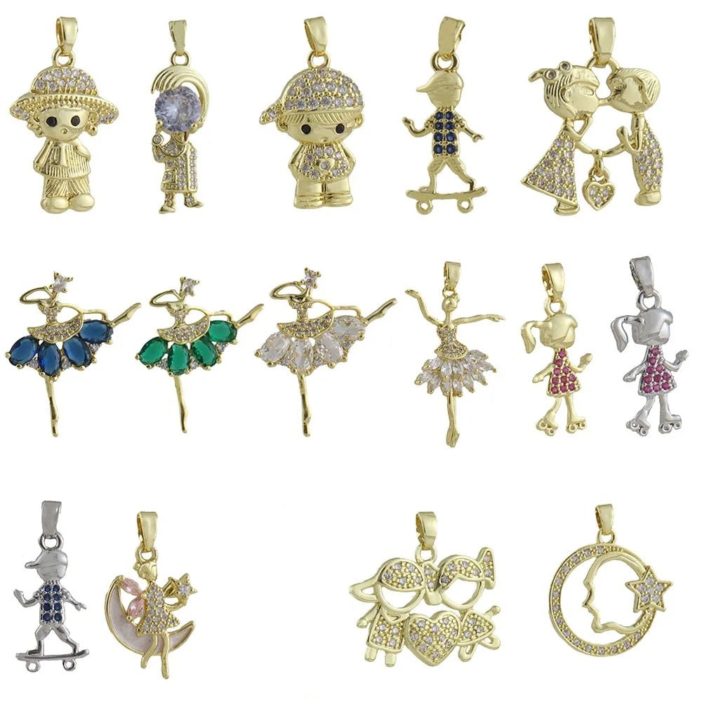 Handmade Girl Pendant Featuring Electroplated Real Gold Plated Copper Jewelry Accessories