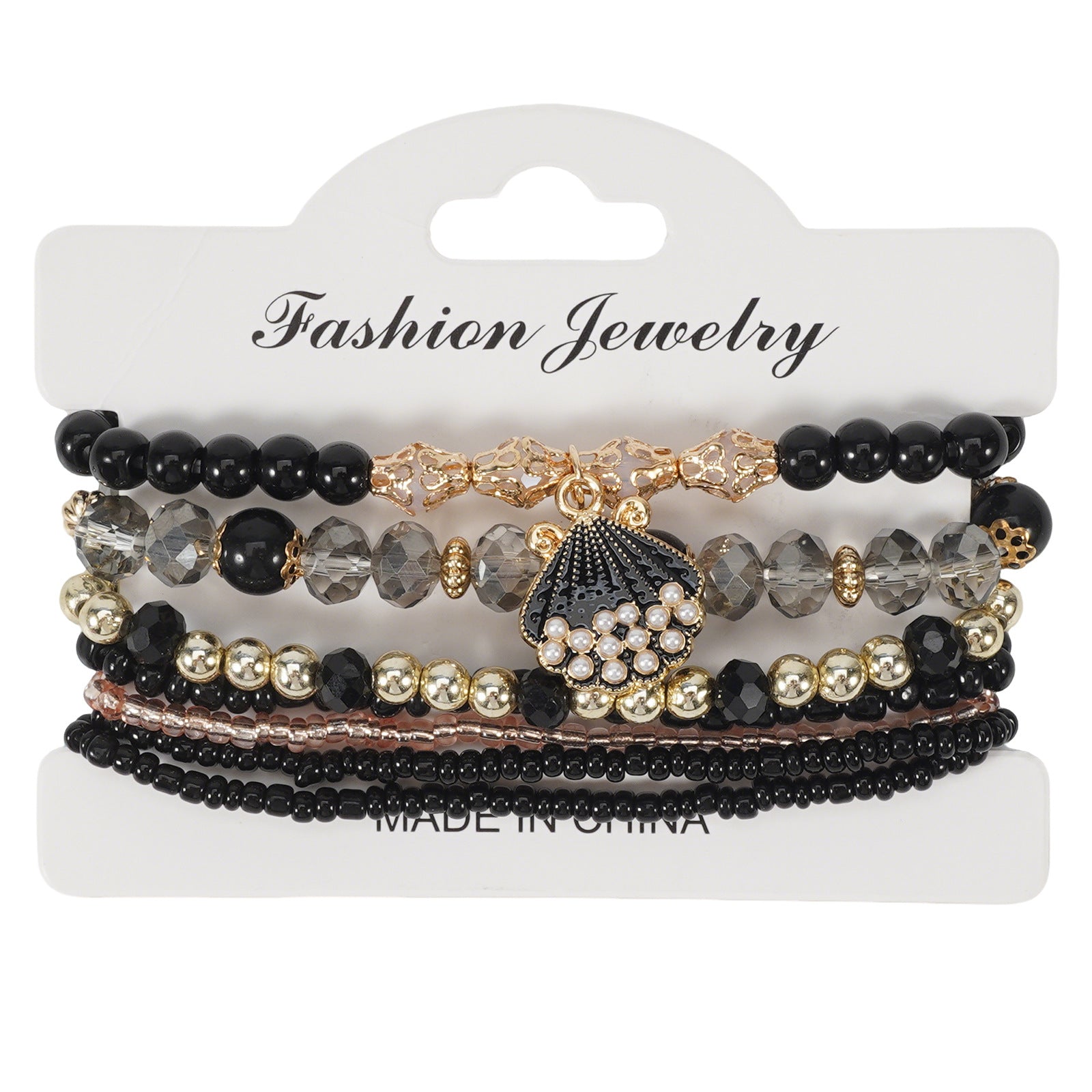 Bohemian Shell Beaded Bracelet In White With Mixed Materials For Unisex Style