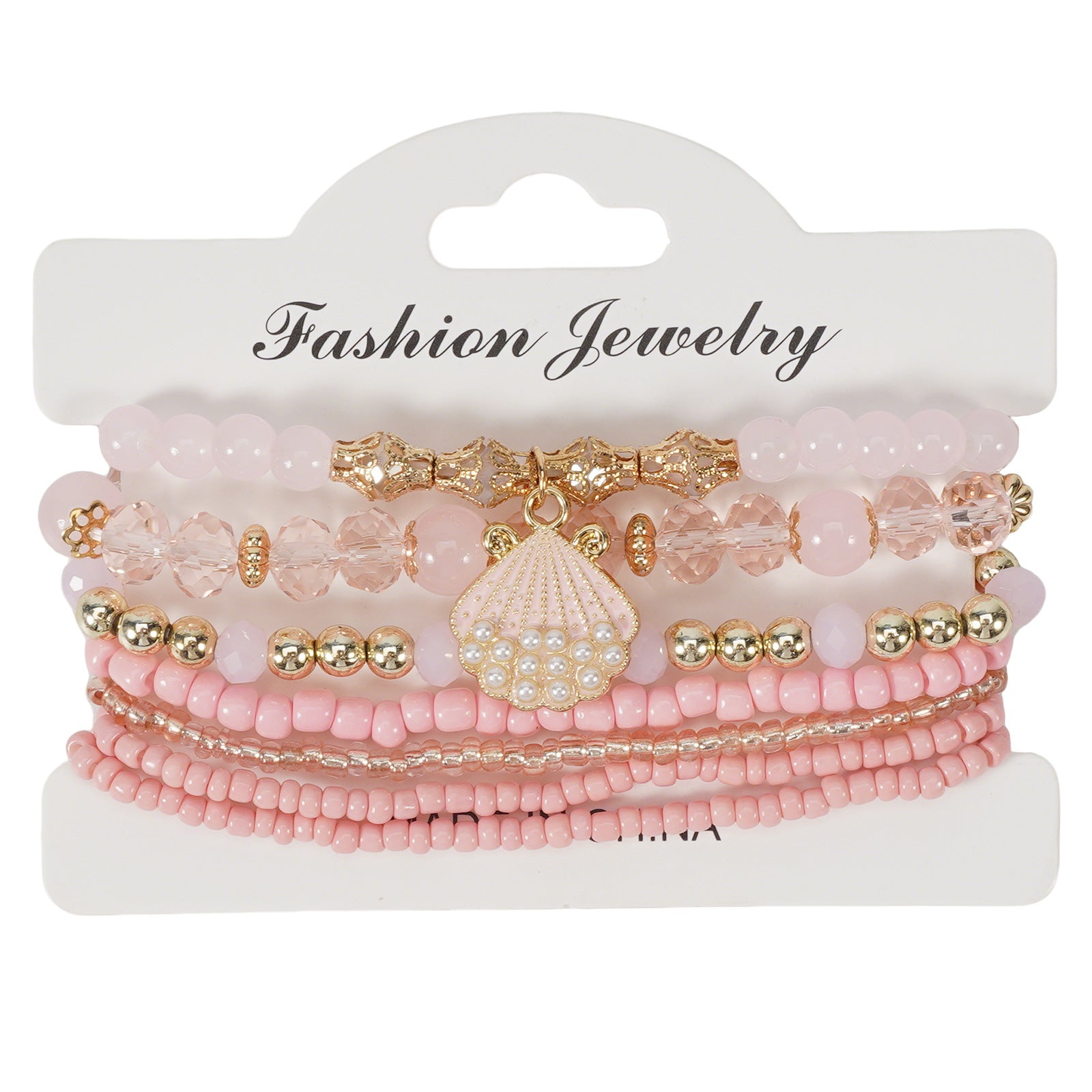 Bohemian Shell Beaded Bracelet In White With Mixed Materials For Unisex Style