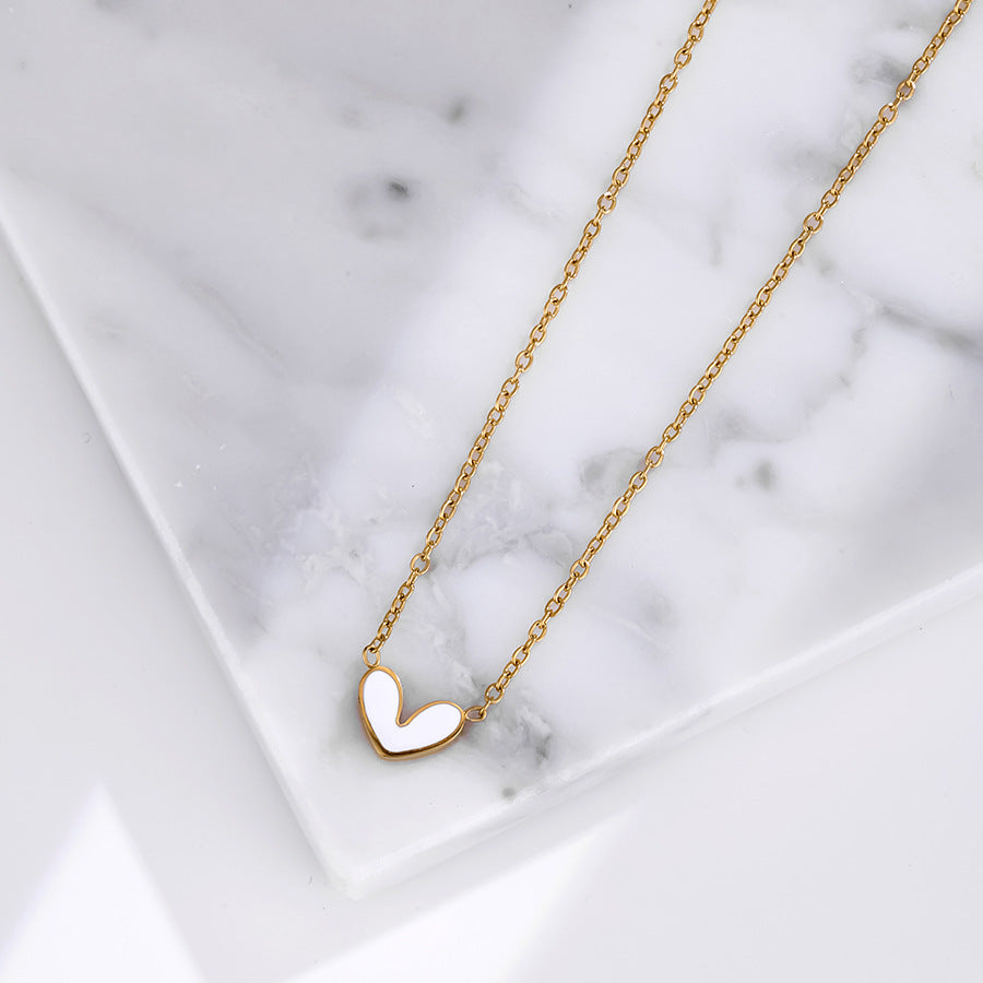 Heart Shape Simple Style Necklace For Women In 304 Stainless Steel With Waterproof Non Tarnish PVD Coated Cable Chain