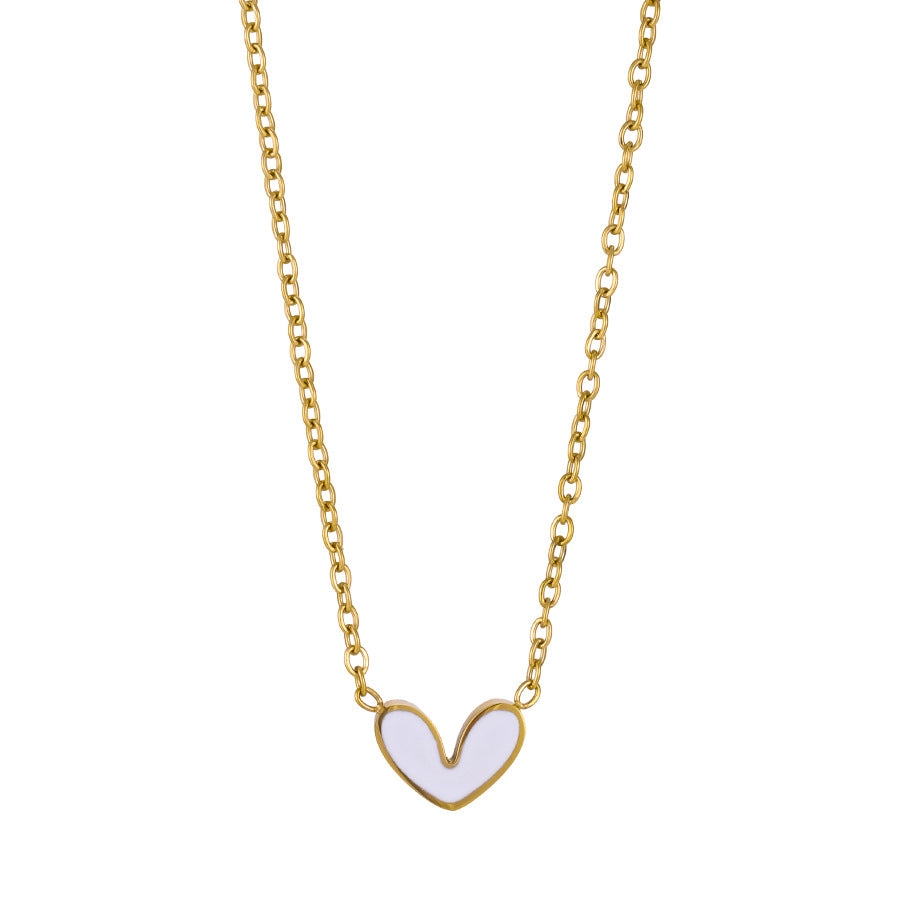 Heart Shape Simple Style Necklace For Women In 304 Stainless Steel With Waterproof Non Tarnish PVD Coated Cable Chain