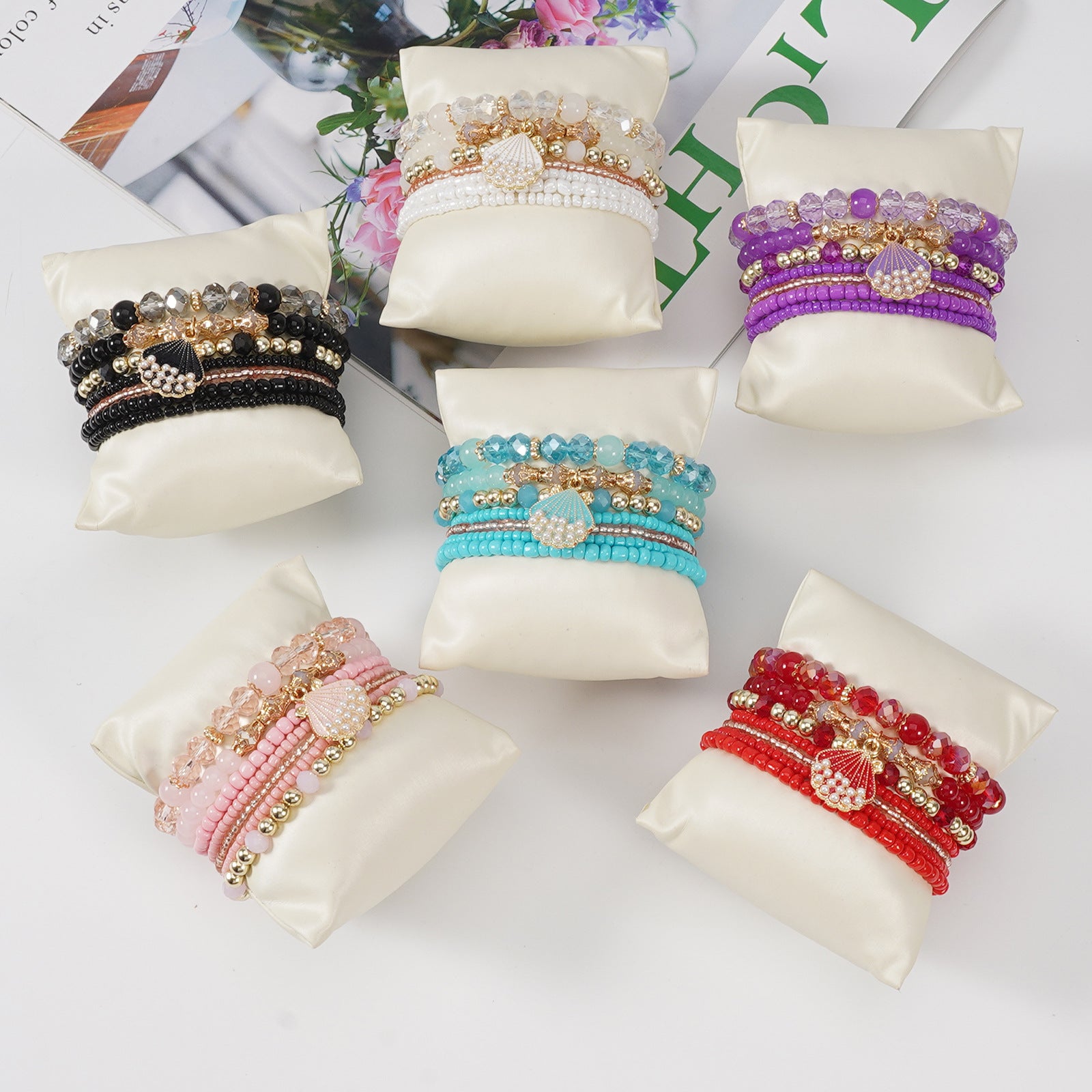 Bohemian Shell Beaded Bracelet In White With Mixed Materials For Unisex Style