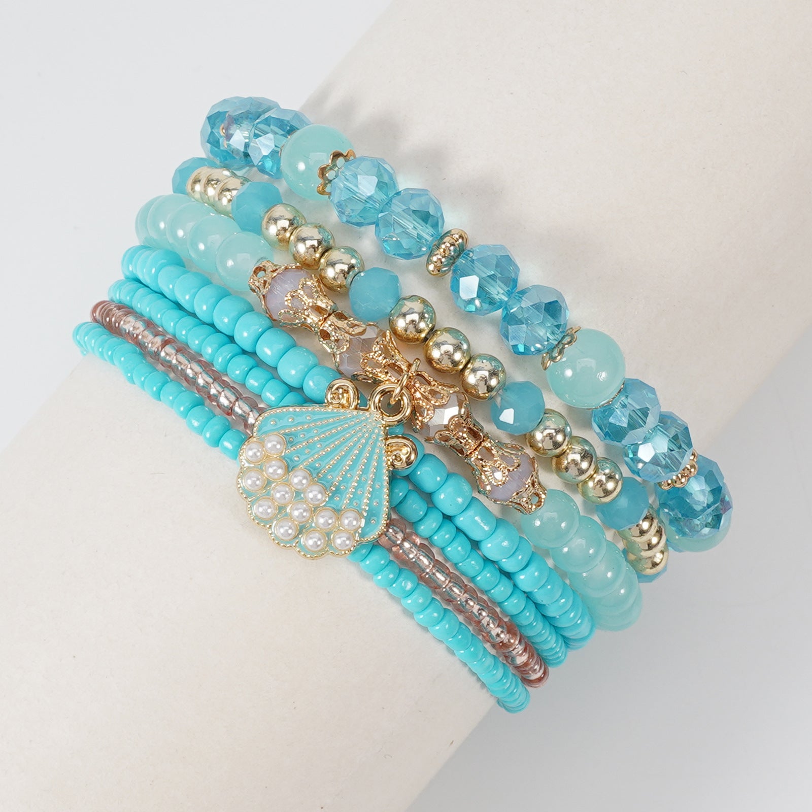 Bohemian Shell Beaded Bracelet In White With Mixed Materials For Unisex Style