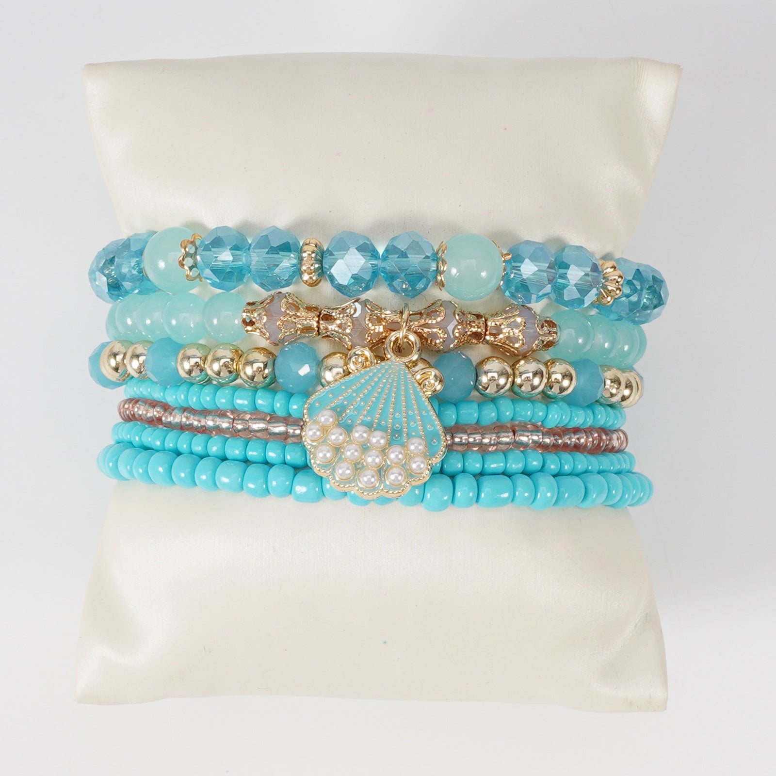 Bohemian Shell Beaded Bracelet In White With Mixed Materials For Unisex Style