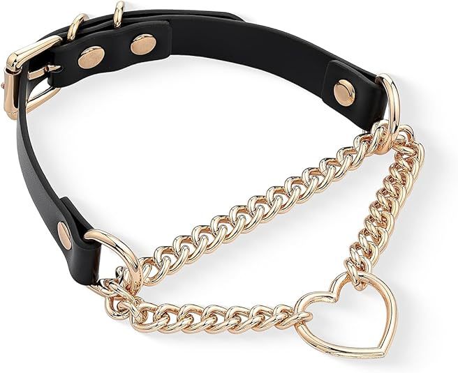Heart Shape Natural Pink PU Leather Choker Necklace For Women With Leather Rope Chain, Casual Style