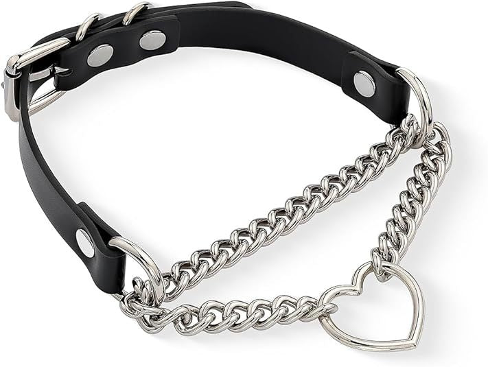 Heart Shape Natural Pink PU Leather Choker Necklace For Women With Leather Rope Chain, Casual Style