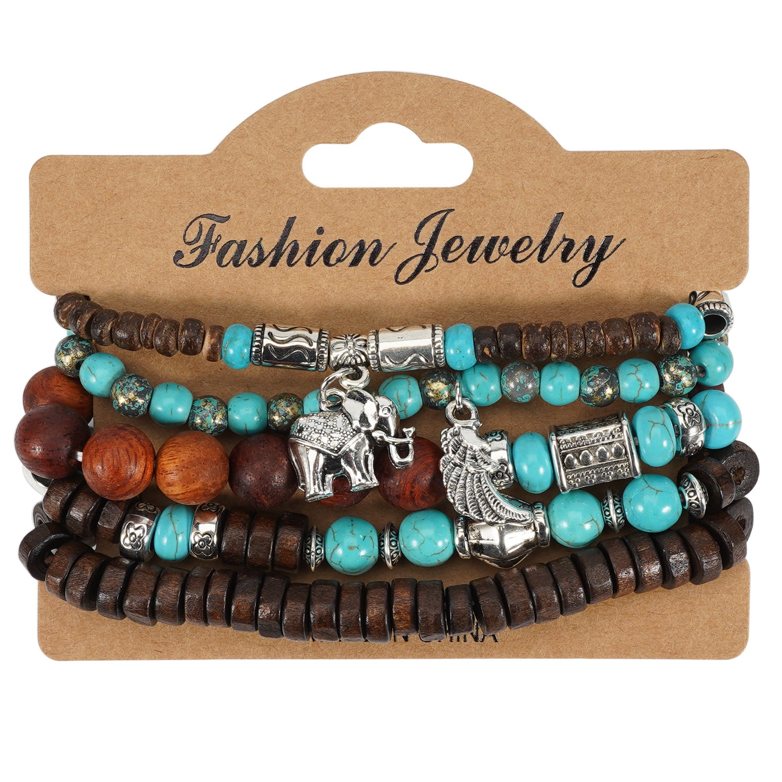 Bohemian Heart Shape Wood Beaded Bracelet For Unisex, Perfect Travel Accessory