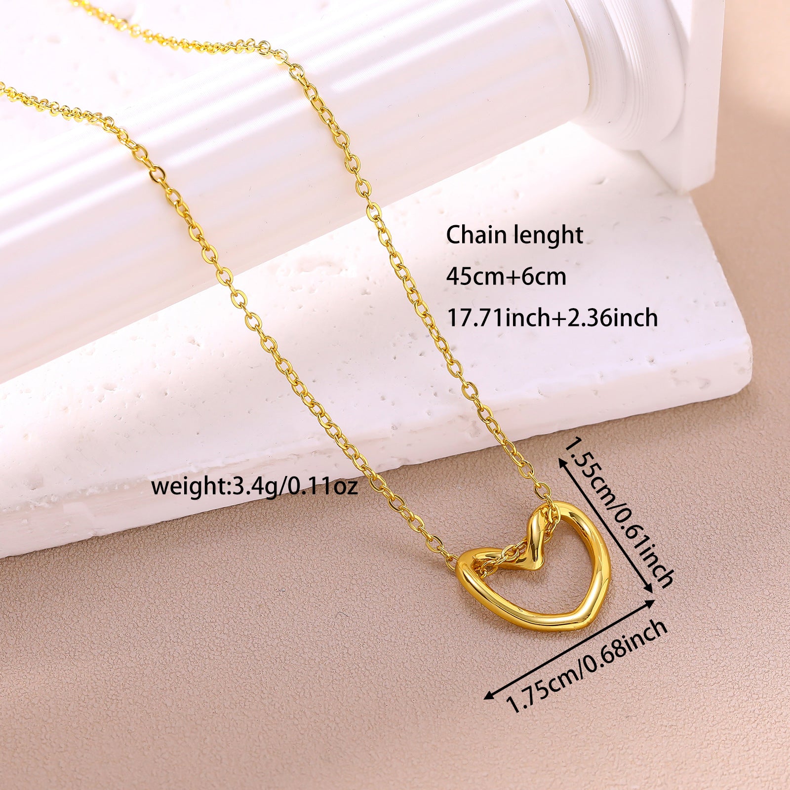 Heart Shape Twist Pendant Necklace For Women With 304 Stainless Steel Chain And Pendant