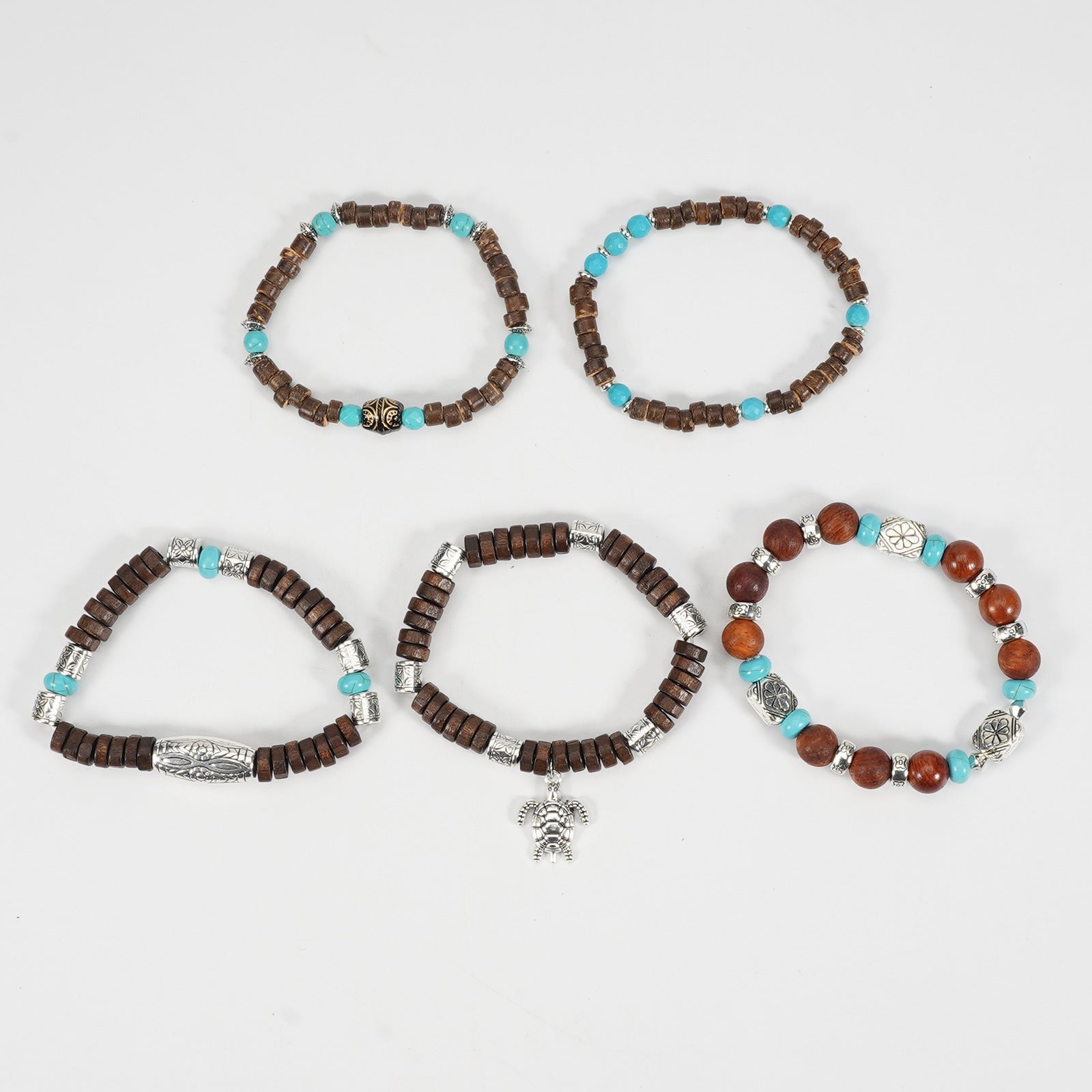Bohemian Heart Shape Wood Beaded Bracelet For Unisex, Perfect Travel Accessory