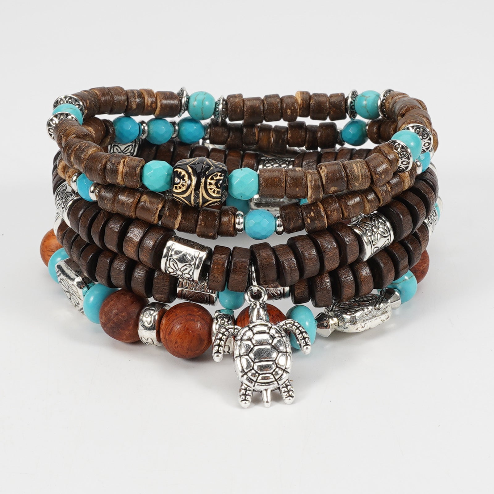 Bohemian Heart Shape Wood Beaded Bracelet For Unisex, Perfect Travel Accessory