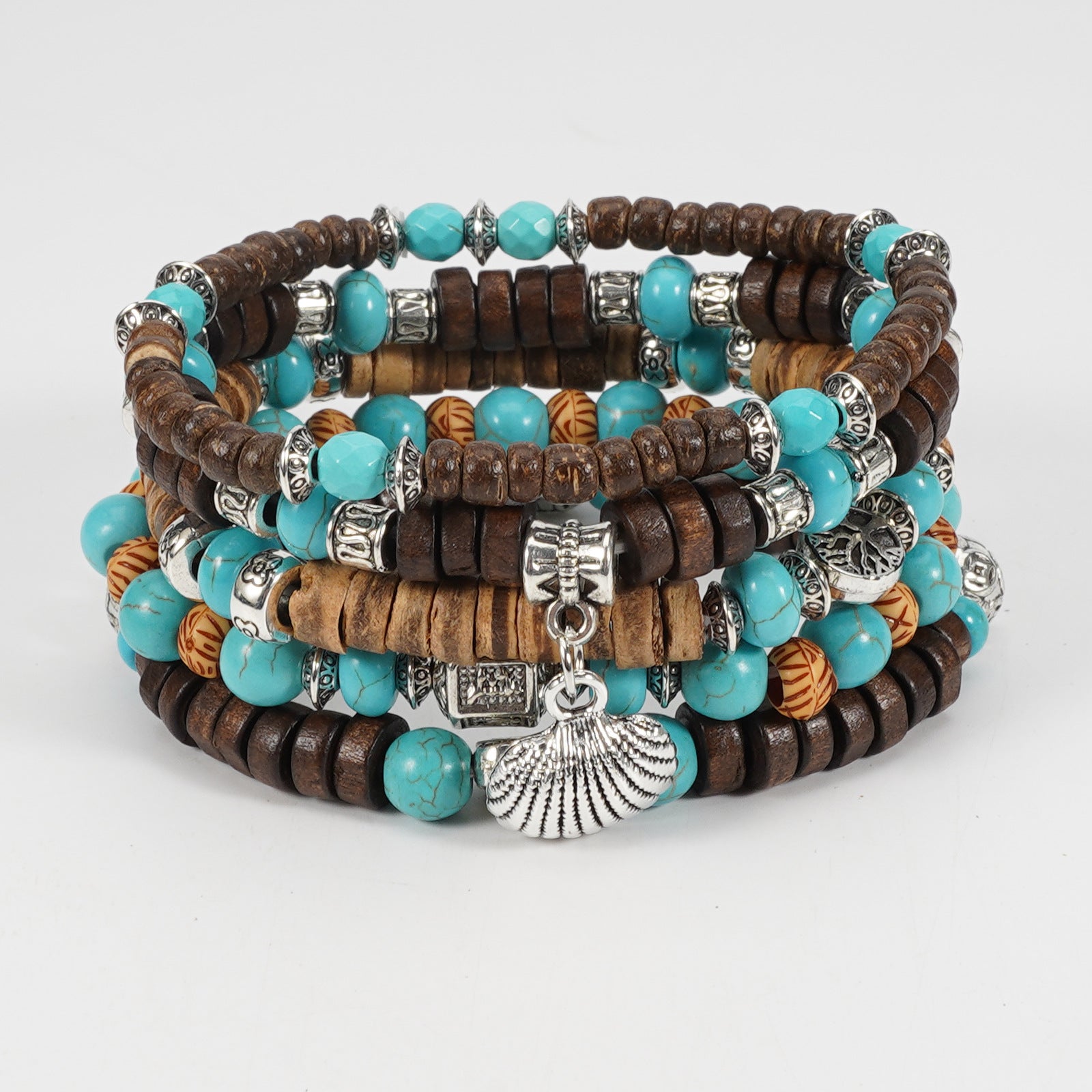 Bohemian Heart Shape Wood Beaded Bracelet For Unisex, Perfect Travel Accessory