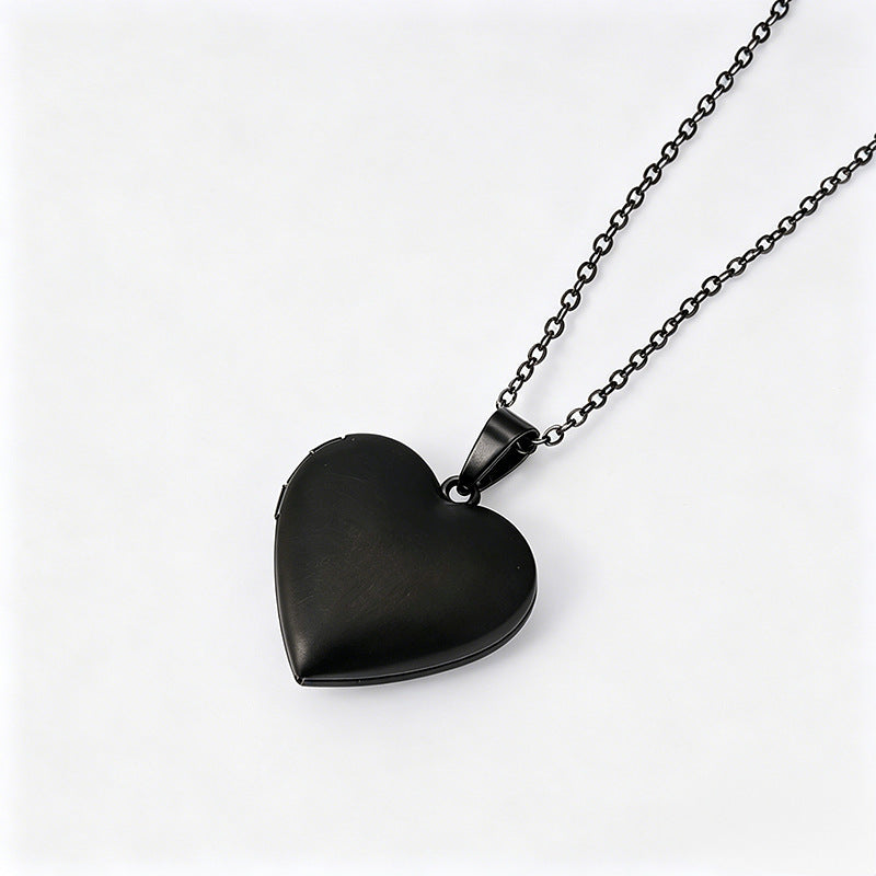 Men's Heart Shape Locket Necklace In Silver 304 Stainless Steel With Electroplated Finish And Cable Chain