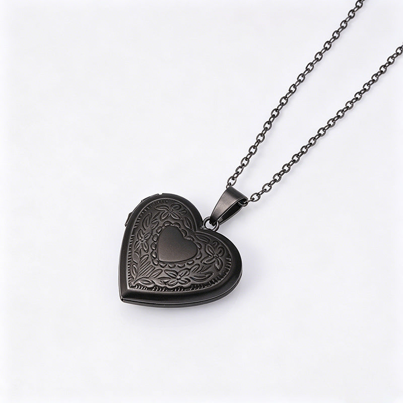 Men's Heart Shape Locket Necklace In Silver 304 Stainless Steel With Electroplated Finish And Cable Chain