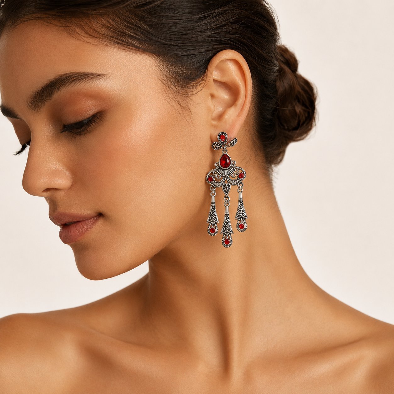 Ethnic Style Tassel Earrings For Women In Peacock Blue Alloy