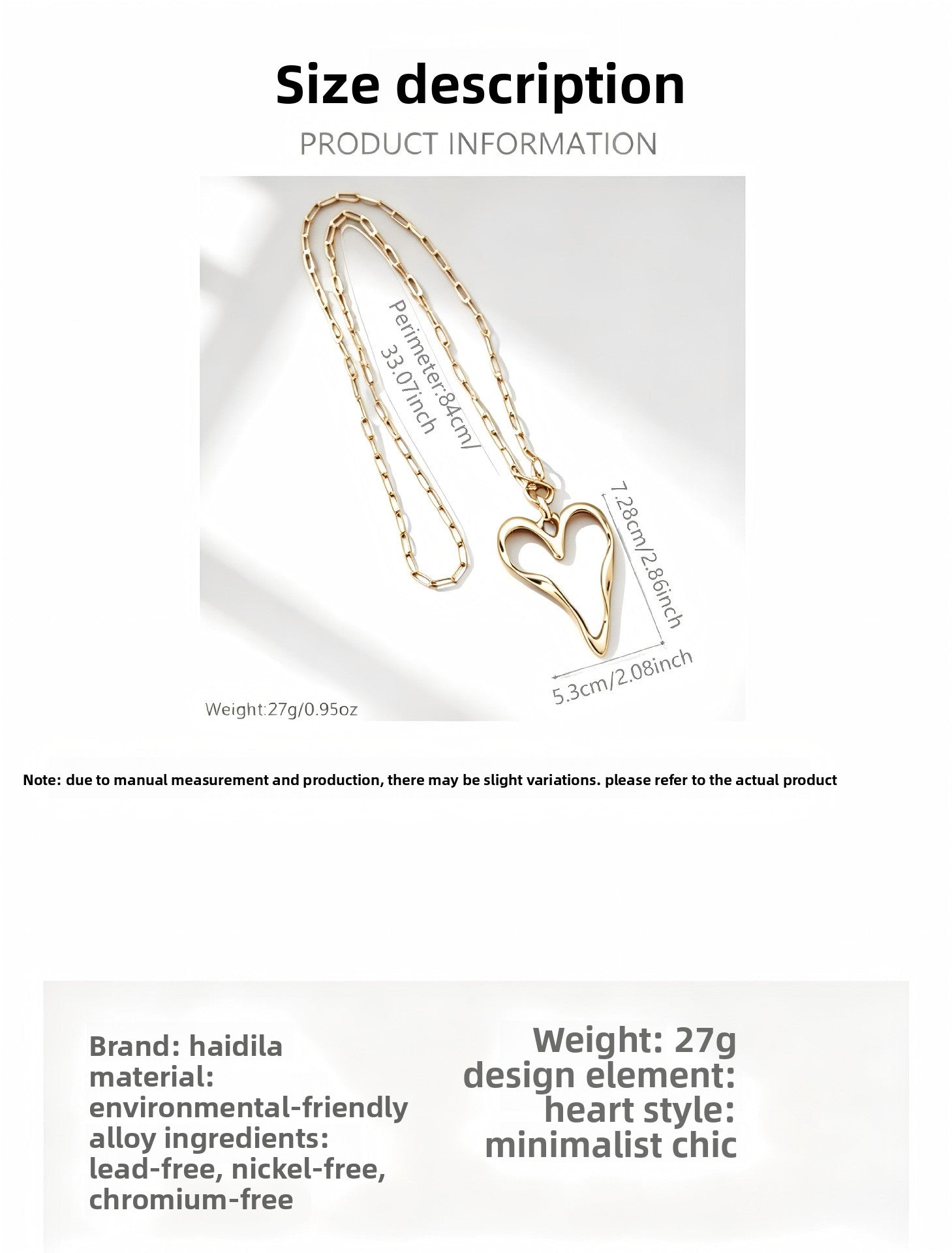 Heart Shape Long Necklace In Gold Featuring Alloy Pendant With Punk Style And Paperclip Chain For Unisex
