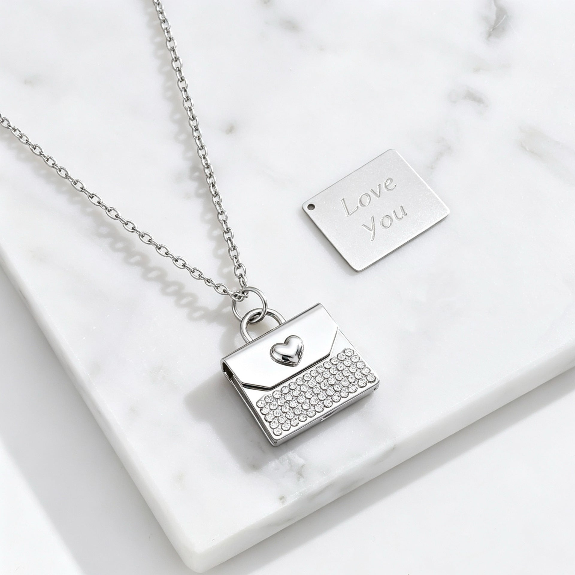 Heart Shape Choker Necklace For Women In Steel Color, 304 Stainless Steel With Real Gold Plated And Rhinestones On Cable Chain