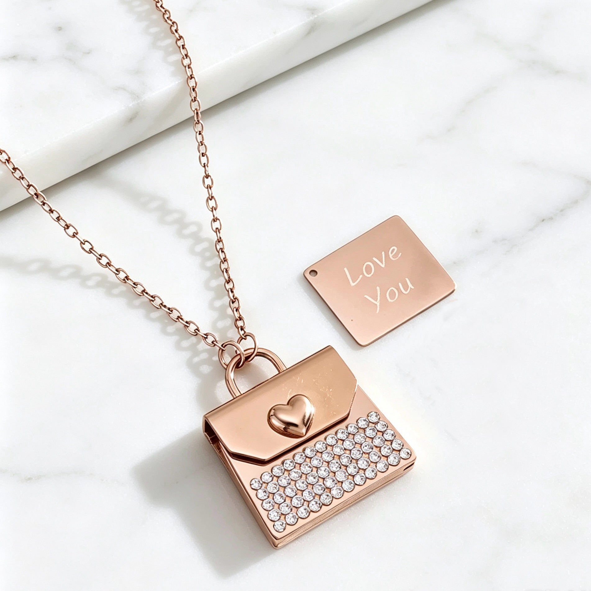 Heart Shape Choker Necklace For Women In Steel Color, 304 Stainless Steel With Real Gold Plated And Rhinestones On Cable Chain