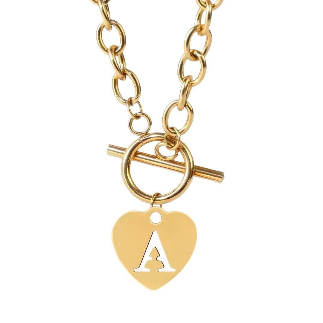 Heart Shape Braid Necklace In Simple Style For Unisex, 18K Real Gold Plated 304 Stainless Steel With Cable Chain