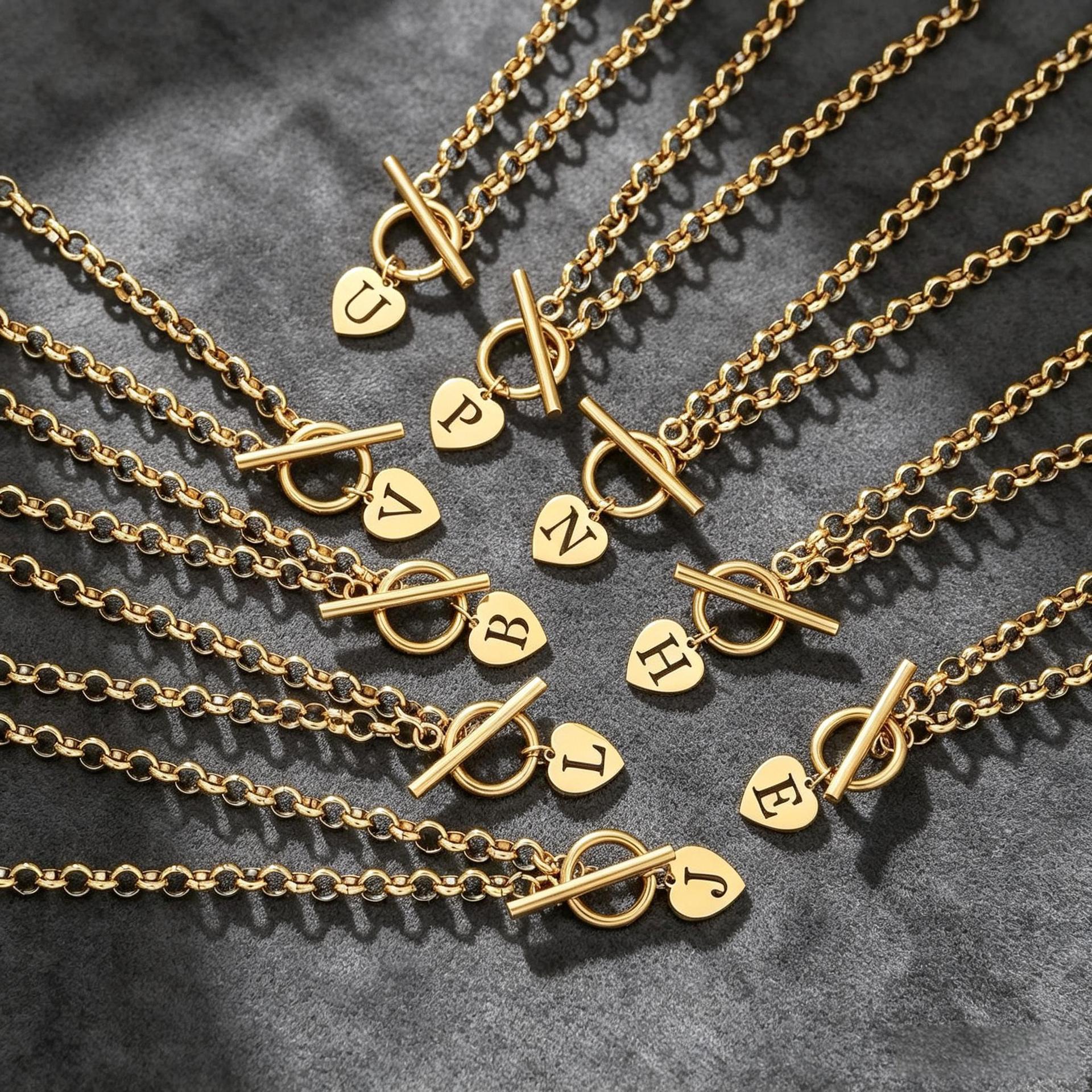 Heart Shape Braid Necklace In Simple Style For Unisex, 18K Real Gold Plated 304 Stainless Steel With Cable Chain