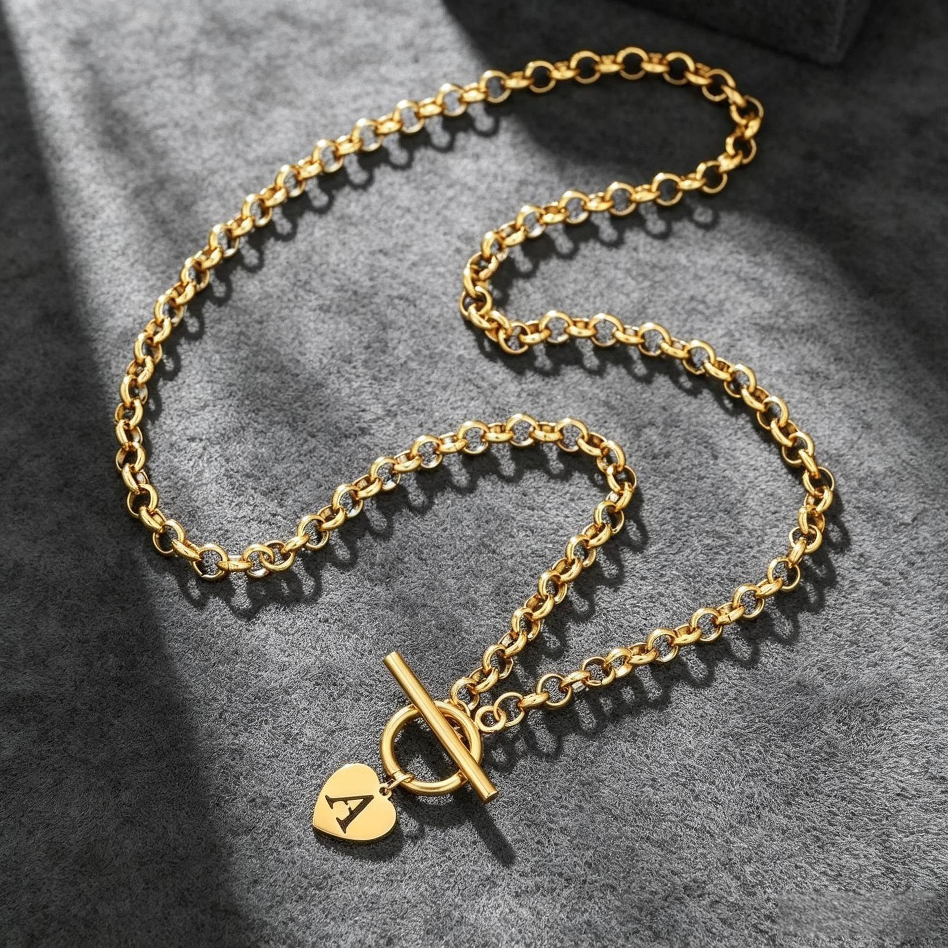 Heart Shape Braid Necklace In Simple Style For Unisex, 18K Real Gold Plated 304 Stainless Steel With Cable Chain