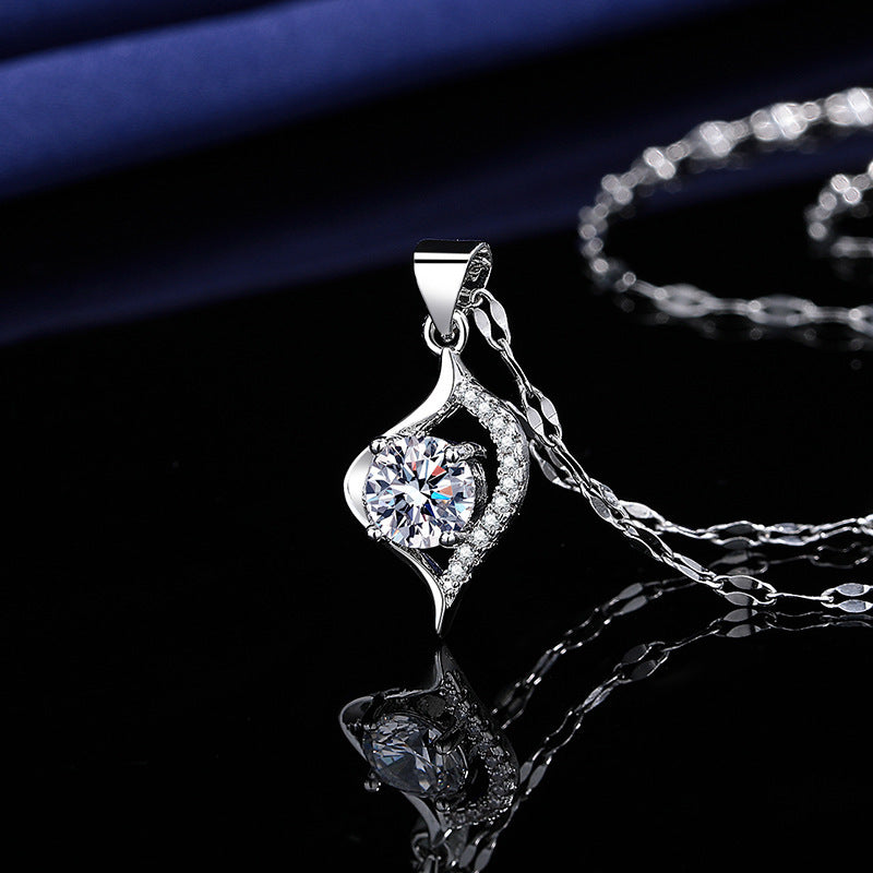 Heart Shape Pendant Necklace For Women In Copper With Zircon Inlay, Electroplated Finish, Featuring Cable Chain