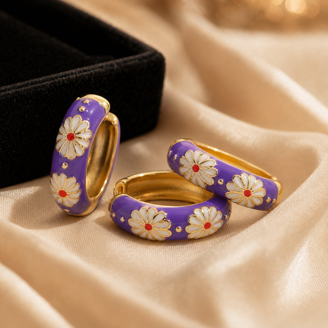 Flowers Earrings For Women In Ethnic Style Featuring Enamel Craft And Colour Alloy Material