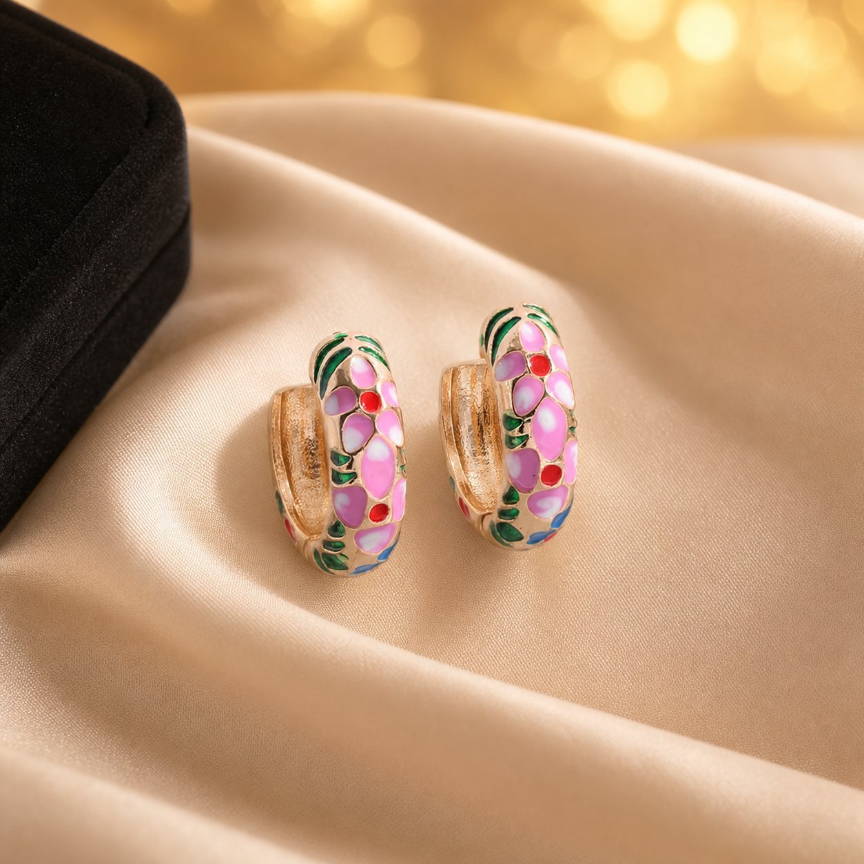 Flowers Earrings For Women In Ethnic Style Featuring Enamel Craft And Colour Alloy Material