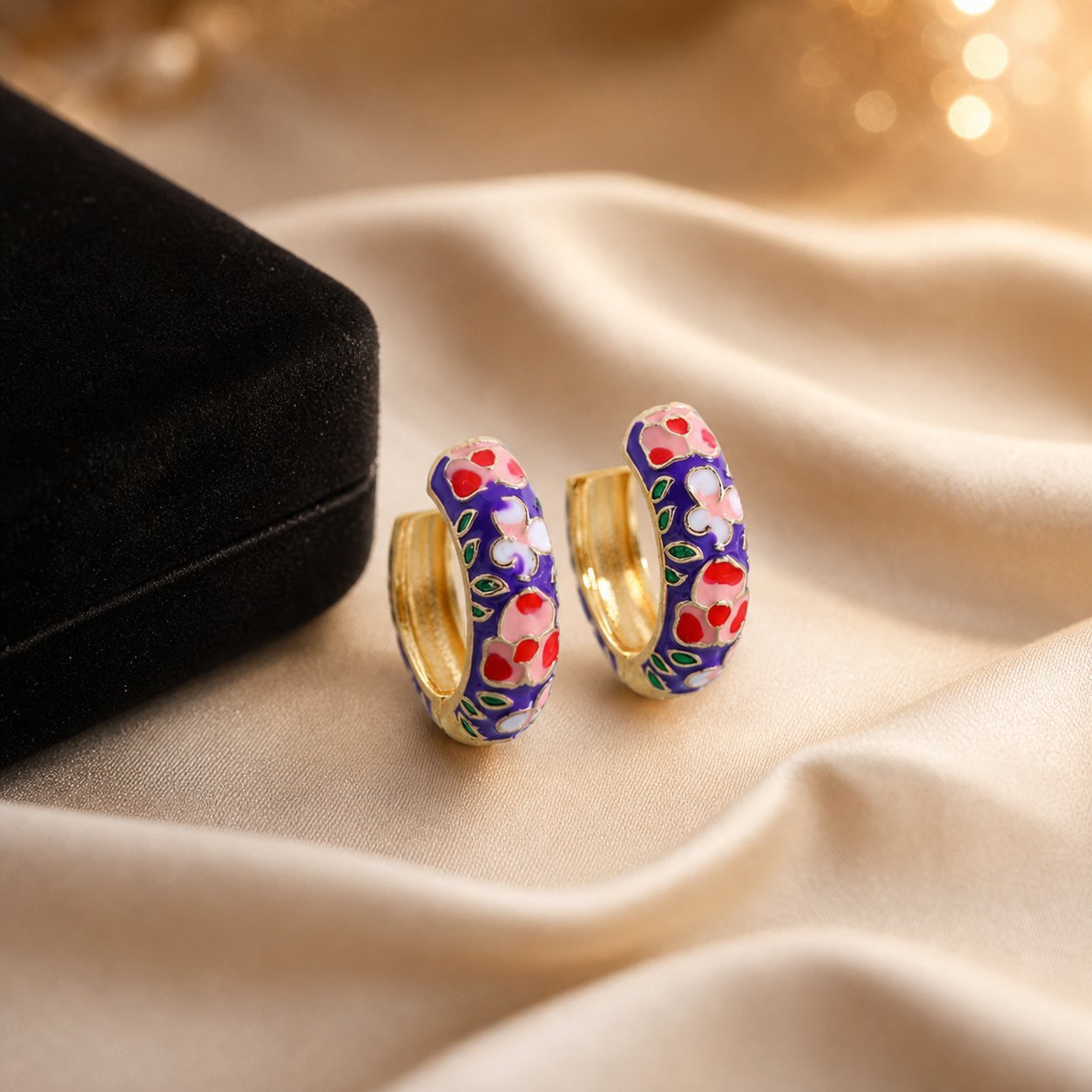 Flowers Earrings For Women In Ethnic Style Featuring Enamel Craft And Colour Alloy Material