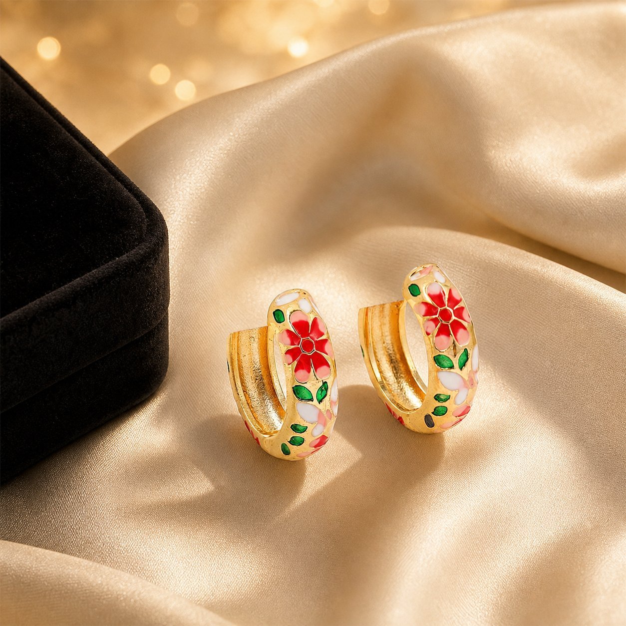 Flowers Earrings For Women In Ethnic Style Featuring Enamel Craft And Colour Alloy Material