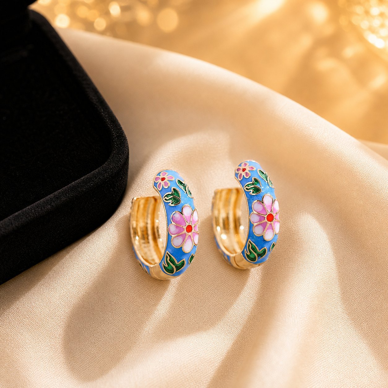 Flowers Earrings For Women In Ethnic Style Featuring Enamel Craft And Colour Alloy Material