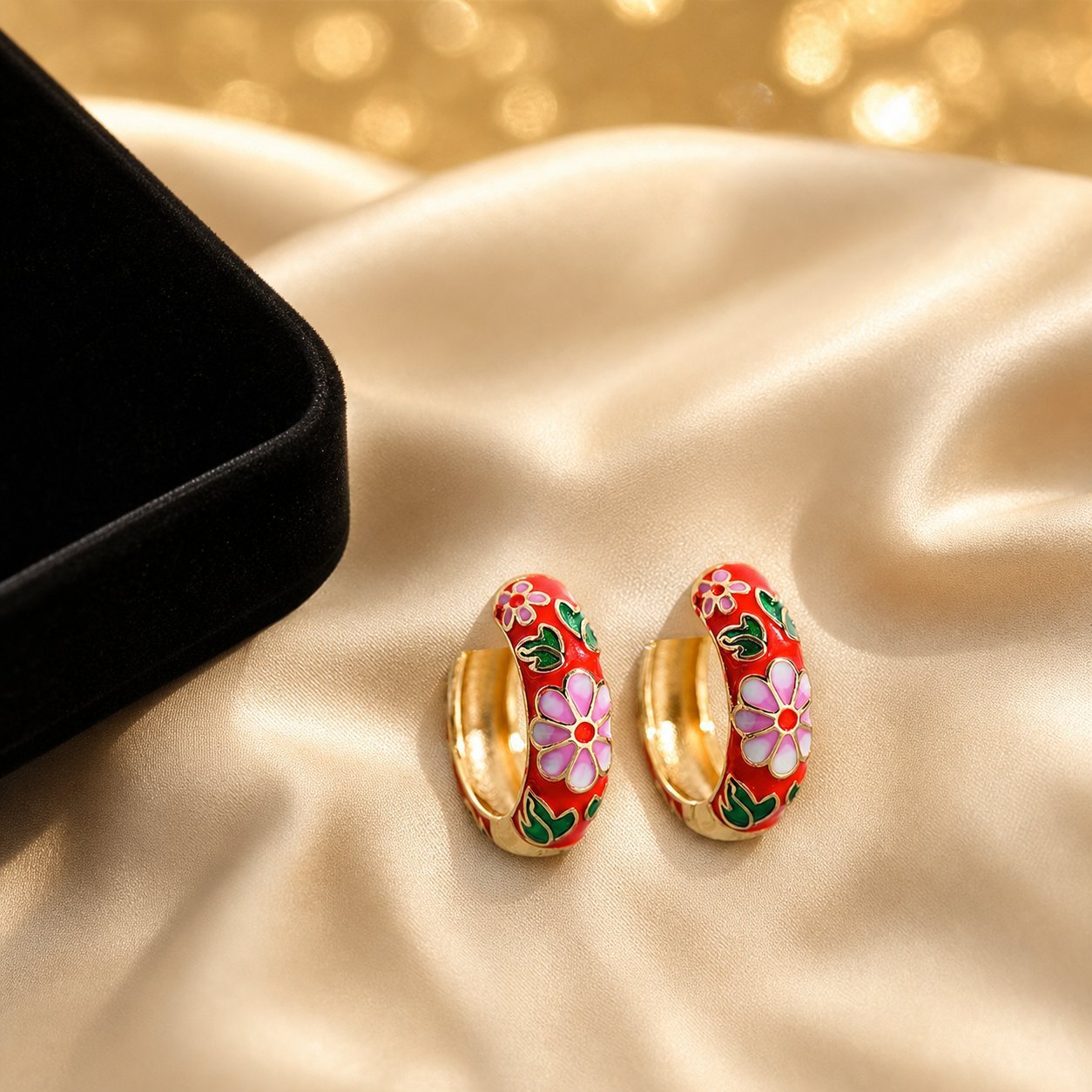 Flowers Earrings For Women In Ethnic Style Featuring Enamel Craft And Colour Alloy Material