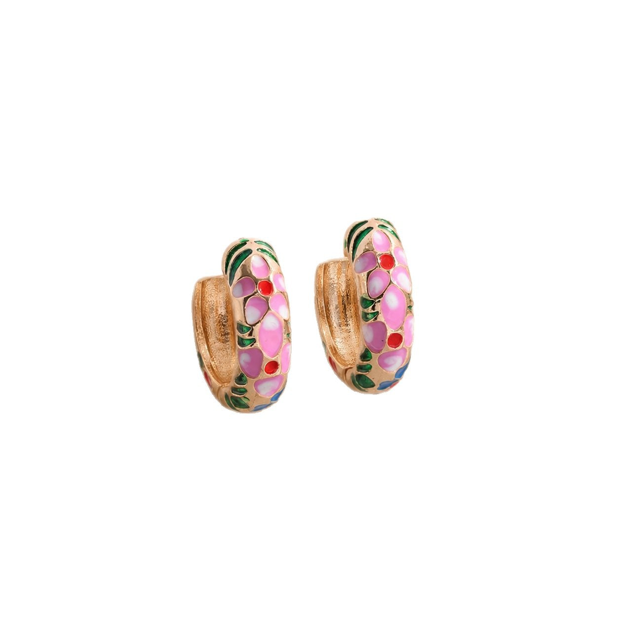 Flowers Earrings For Women In Ethnic Style Featuring Enamel Craft And Colour Alloy Material