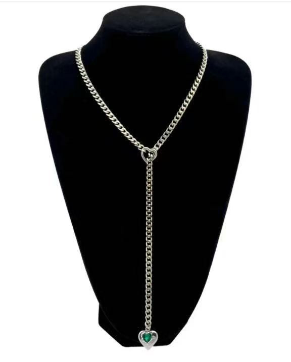 Heart Shape Cuban Chain Link Necklace For Women In Gold Featuring Electroplated 304 Stainless Steel Cuban Link Chain