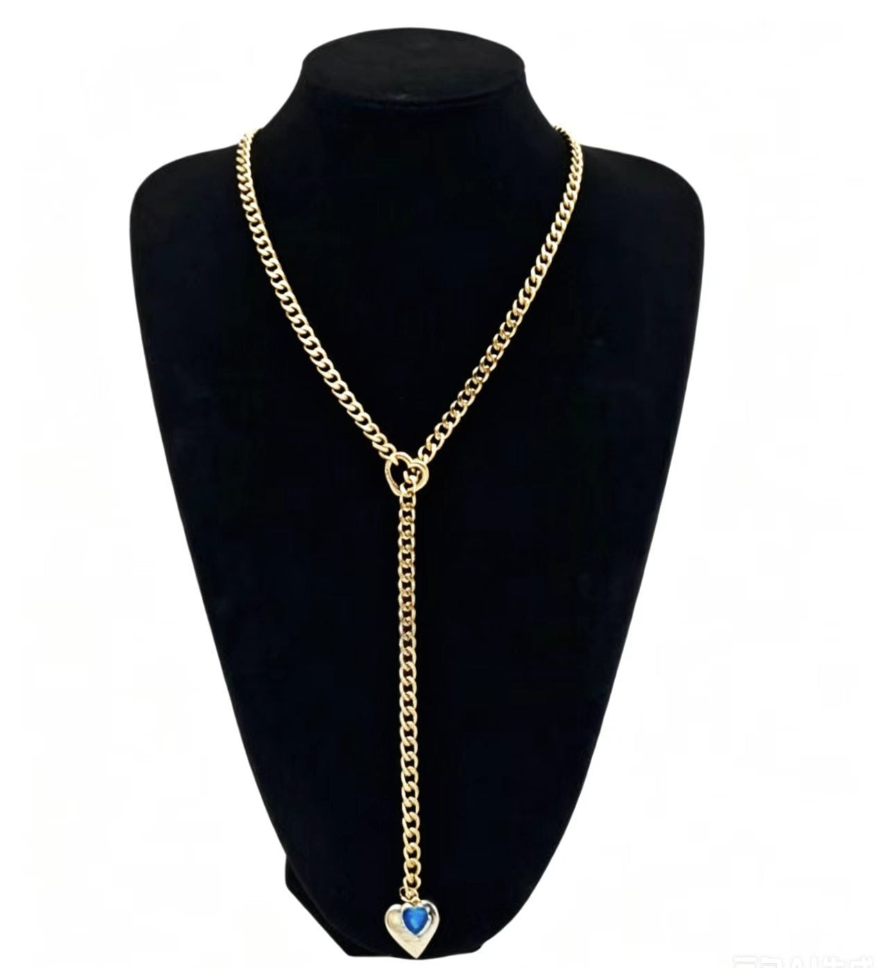 Heart Shape Cuban Chain Link Necklace For Women In Gold Featuring Electroplated 304 Stainless Steel Cuban Link Chain