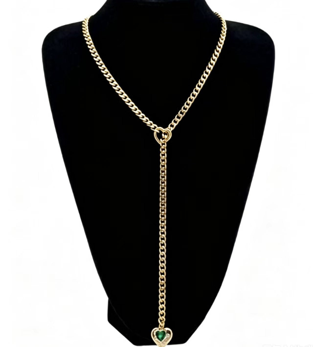 Heart Shape Cuban Chain Link Necklace For Women In Gold Featuring Electroplated 304 Stainless Steel Cuban Link Chain