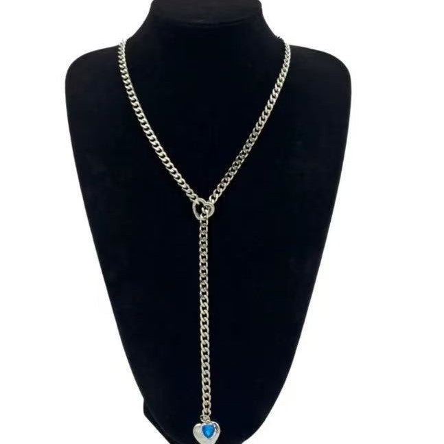 Heart Shape Cuban Chain Link Necklace For Women In Gold Featuring Electroplated 304 Stainless Steel Cuban Link Chain