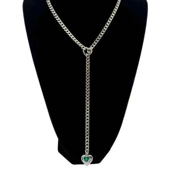Heart Shape Cuban Chain Link Necklace For Women In Gold Featuring Electroplated 304 Stainless Steel Cuban Link Chain