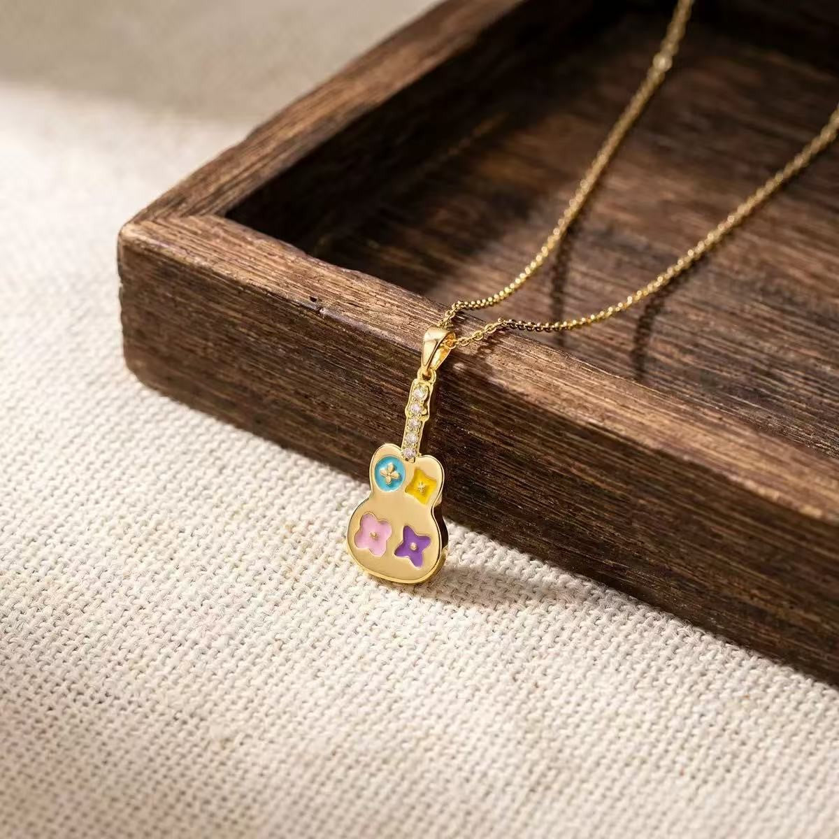 Heart Shape Necklace For Women In Titanium Steel With Zircon Inlay, Featuring PVD Coated 18K Real Gold Plated Copper Pendant