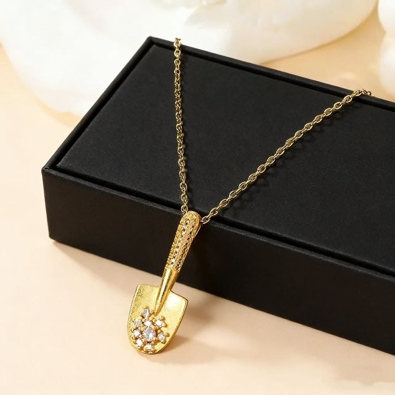 Heart Shape Necklace For Women In Titanium Steel With Zircon Inlay, Featuring PVD Coated 18K Real Gold Plated Copper Pendant