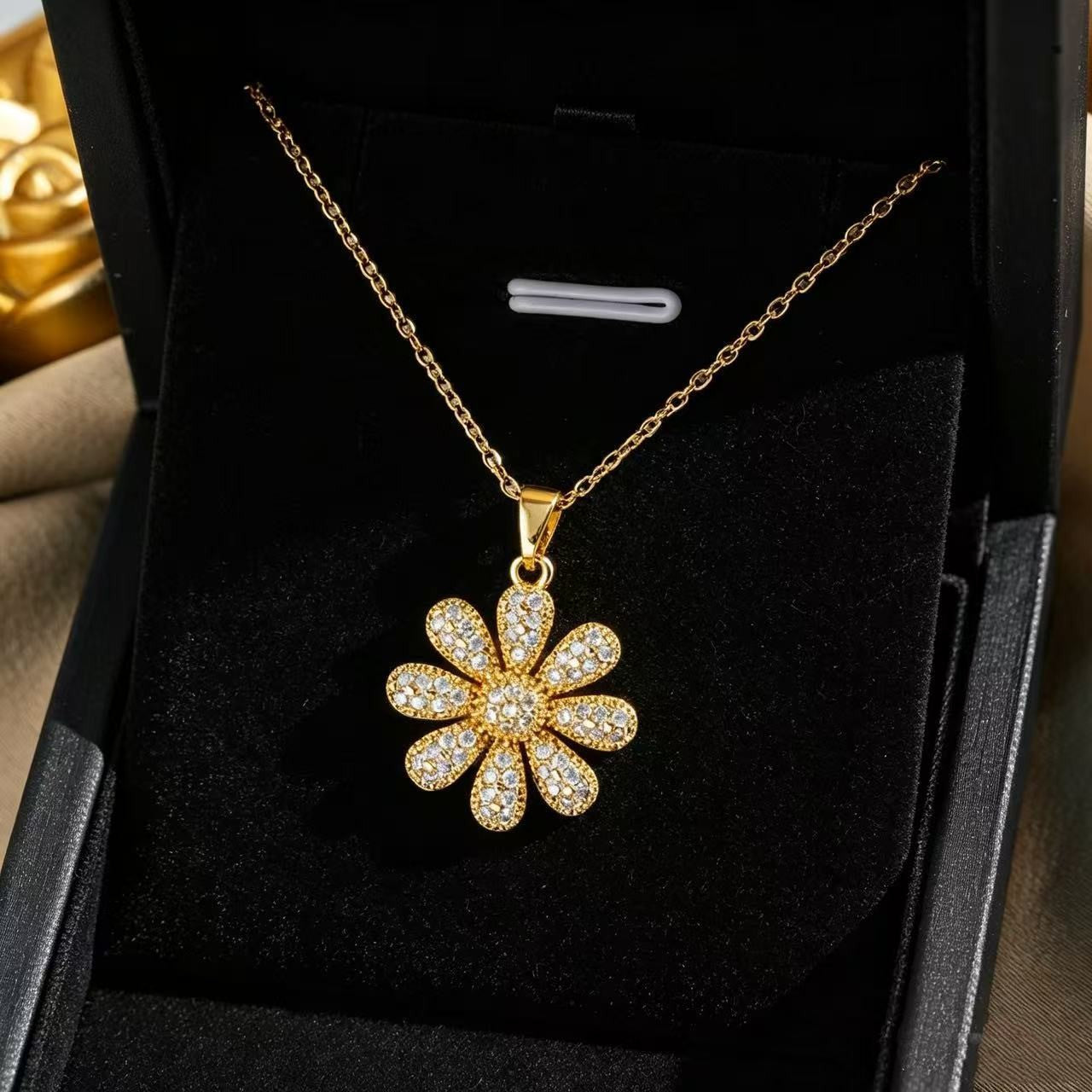 Heart Shape Necklace For Women In Titanium Steel With Zircon Inlay, Featuring PVD Coated 18K Real Gold Plated Copper Pendant