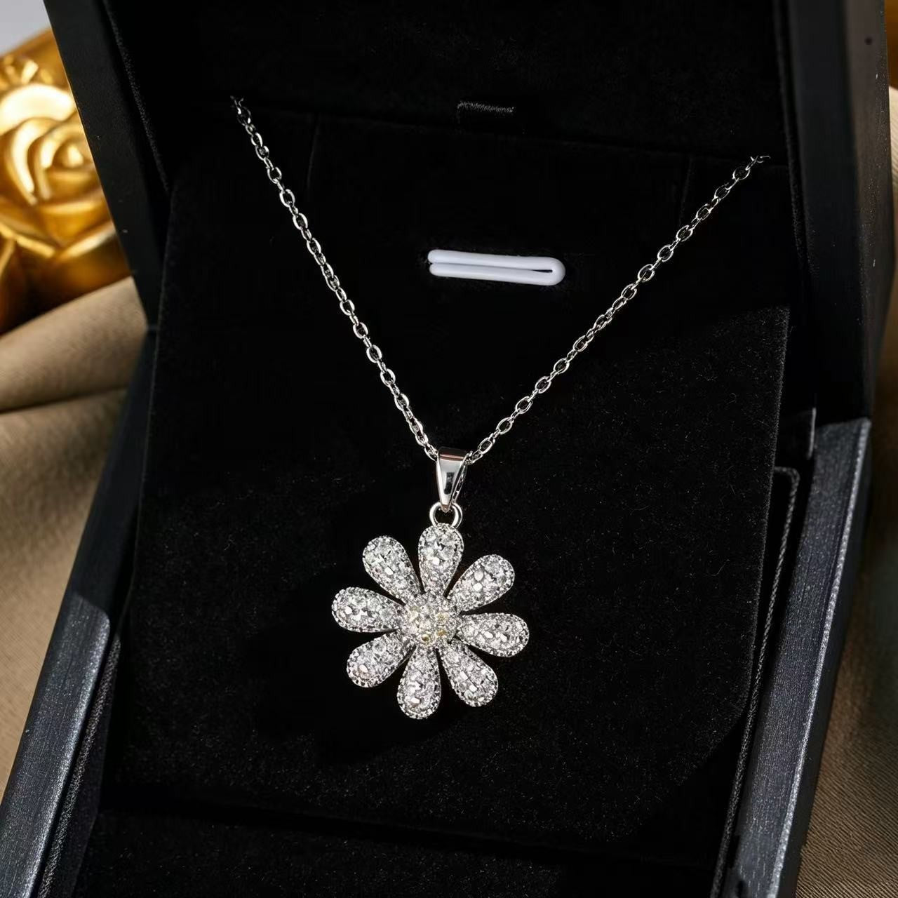 Heart Shape Necklace For Women In Titanium Steel With Zircon Inlay, Featuring PVD Coated 18K Real Gold Plated Copper Pendant