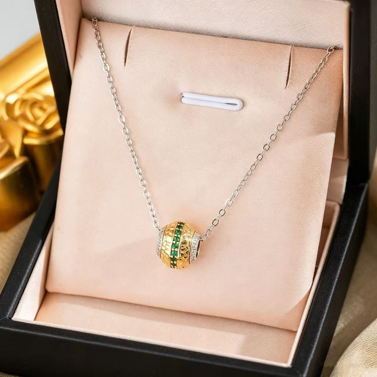 Heart Shape Necklace For Women In Titanium Steel With Zircon Inlay, Featuring PVD Coated 18K Real Gold Plated Copper Pendant