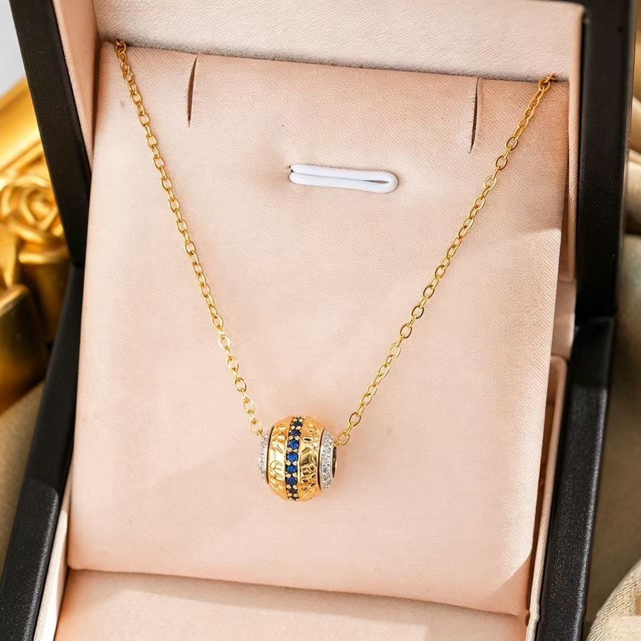 Heart Shape Necklace For Women In Titanium Steel With Zircon Inlay, Featuring PVD Coated 18K Real Gold Plated Copper Pendant