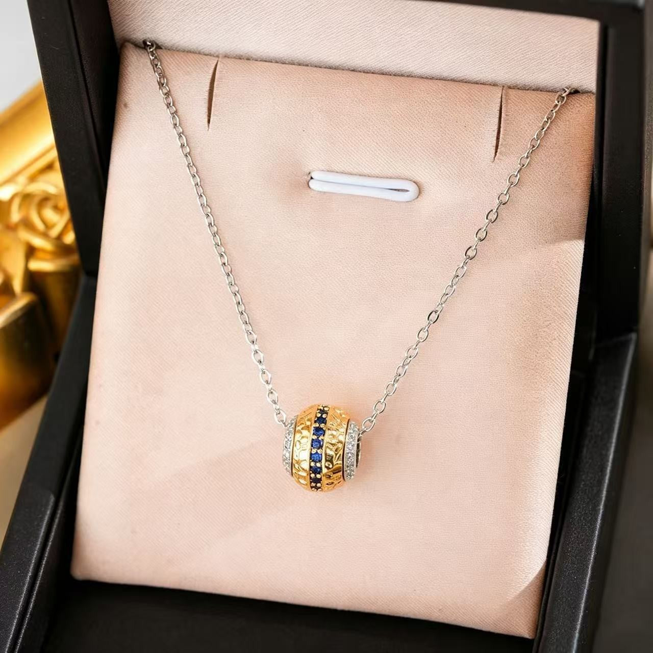 Heart Shape Necklace For Women In Titanium Steel With Zircon Inlay, Featuring PVD Coated 18K Real Gold Plated Copper Pendant