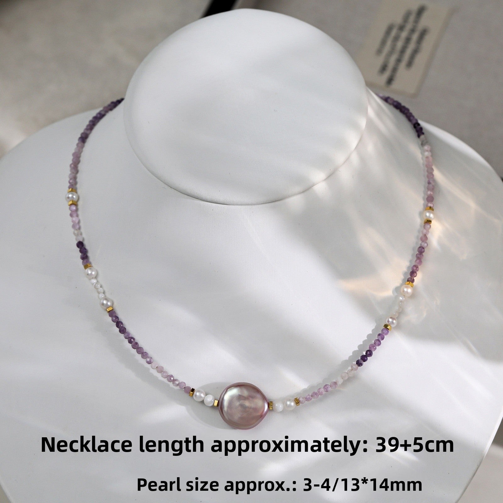 Freshwater Pearl Necklace With 5-6mm Near-Round Pearls In Copper Setting, Commute Style