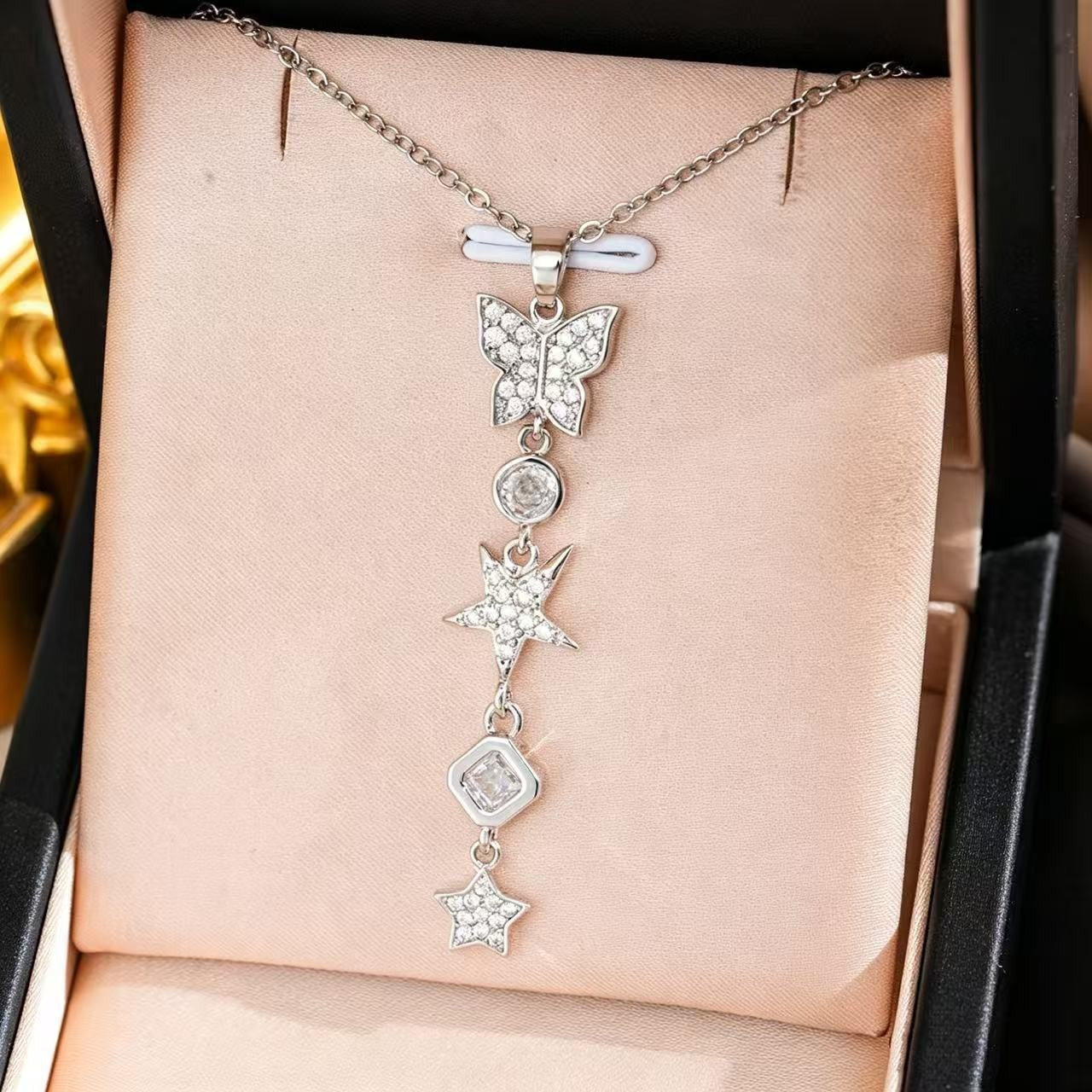 Heart Shape Necklace For Women In Titanium Steel With Zircon Inlay, Featuring PVD Coated 18K Real Gold Plated Copper Pendant