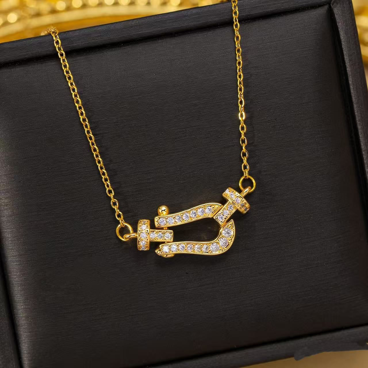 Heart Shape Necklace For Women In Titanium Steel With Zircon Inlay, Featuring PVD Coated 18K Real Gold Plated Copper Pendant