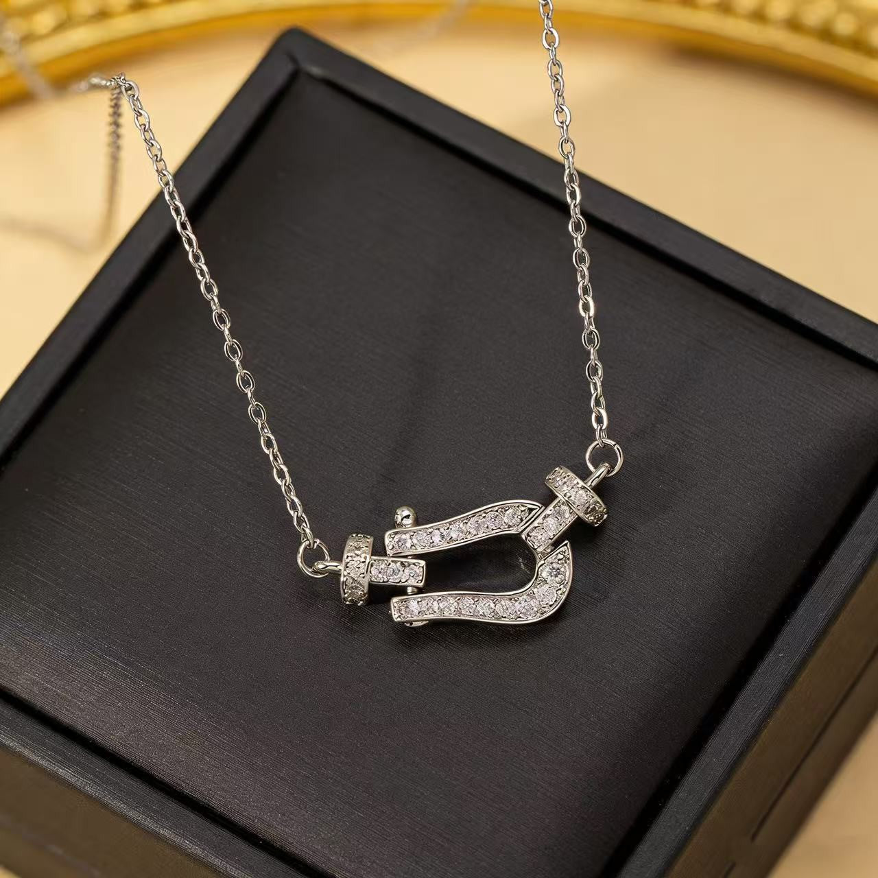 Heart Shape Necklace For Women In Titanium Steel With Zircon Inlay, Featuring PVD Coated 18K Real Gold Plated Copper Pendant