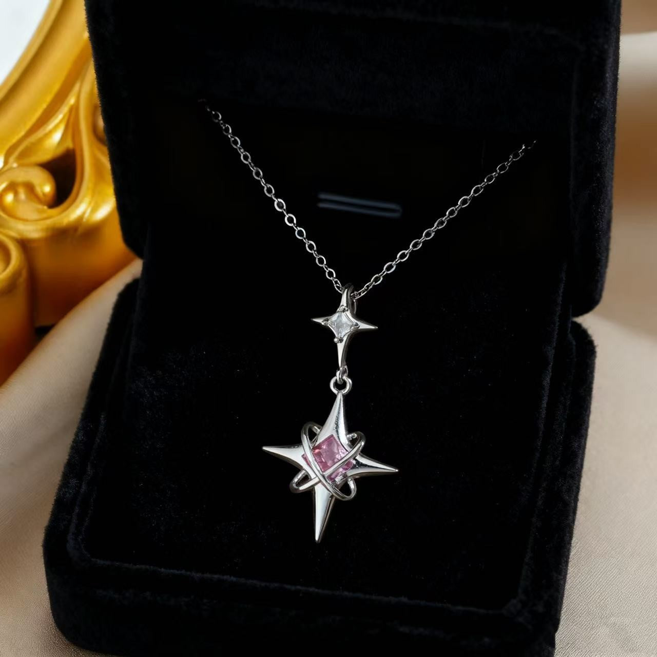 Heart Shape Necklace For Women In Titanium Steel With Zircon Inlay, Featuring PVD Coated 18K Real Gold Plated Copper Pendant