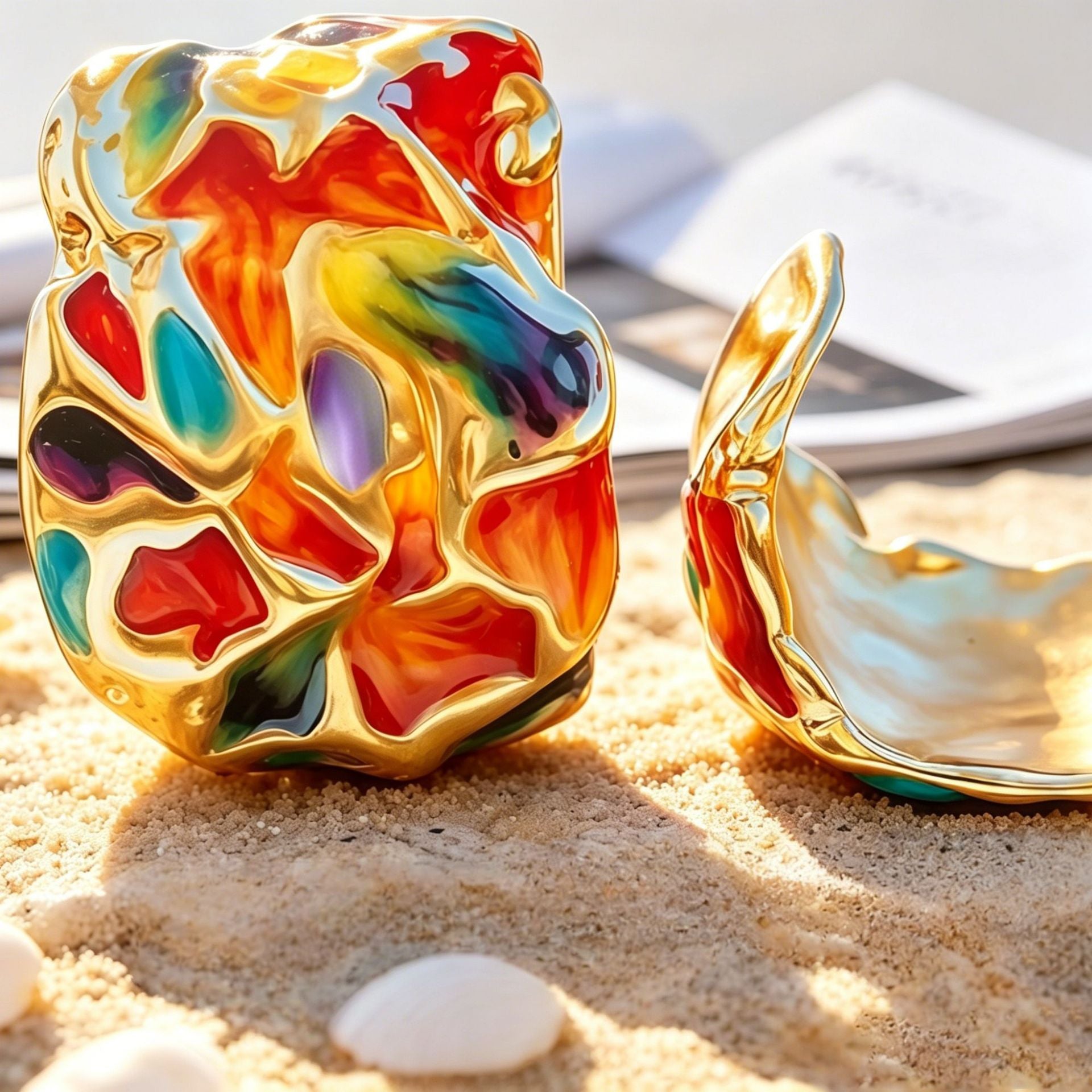 Exaggerated Irregular Enamel Earrings For Women With Copper Studs